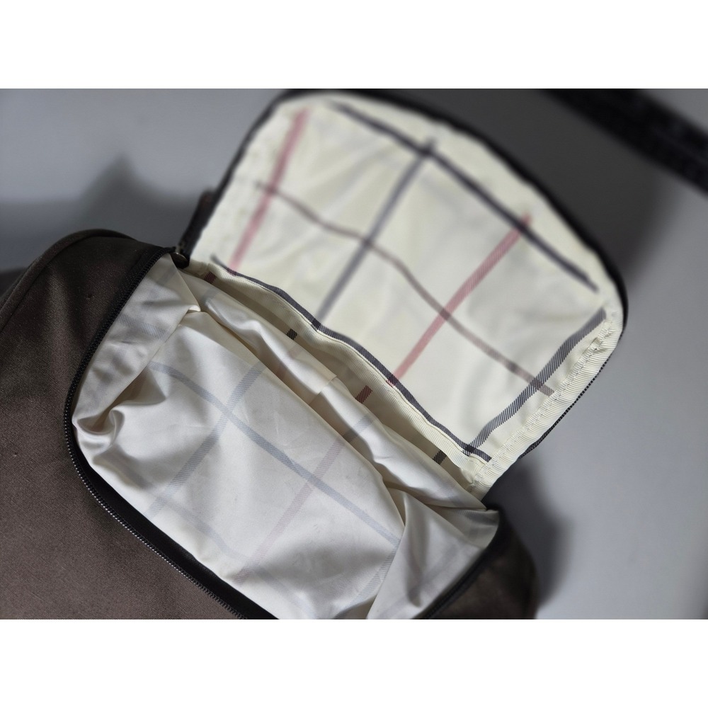 Peter Millar Canvas Duffel Bag Brown Olive Plaid Lining Weekend Travel Gym Bag - Picture 6 of 12